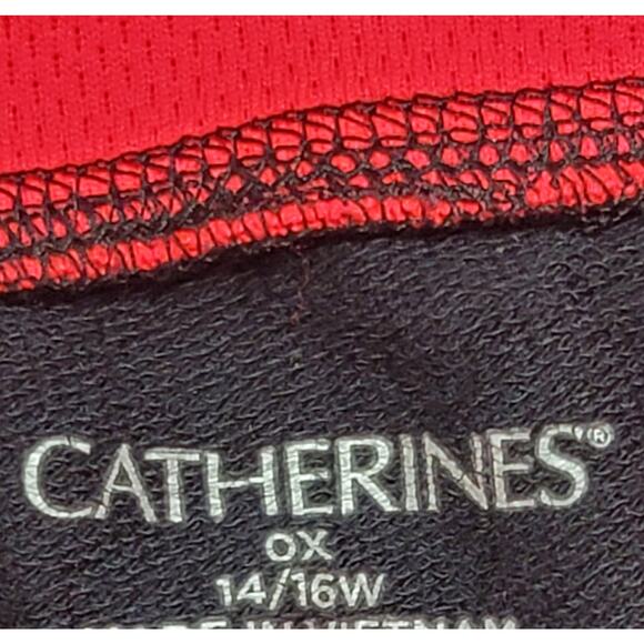 Catherines Black Pink Flat Front Pull On Sweat Pants 14W 16W Plus Lightweight - Picture 4 of 6